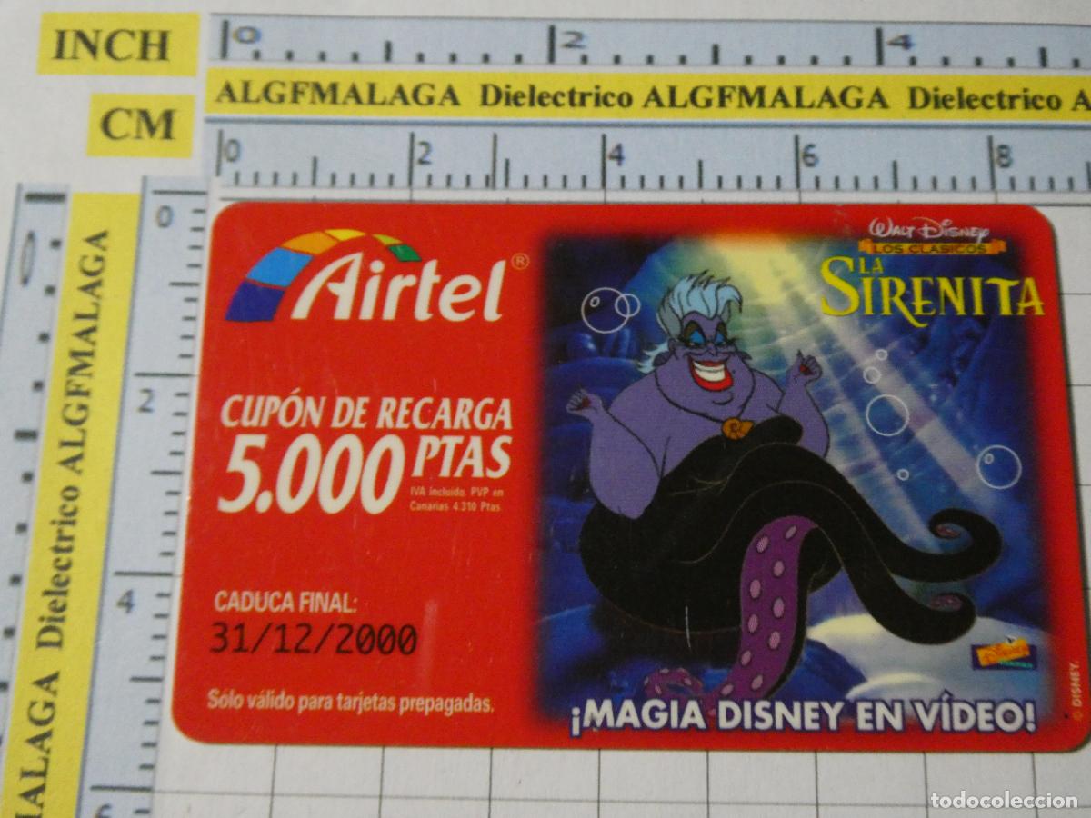 Tarjetas telef&oacute;nicas de colecci&oacute;n: TARJETA TELEF&Oacute;NICA ESPA&Ntilde;A CABITEL. CUP&Oacute;N RECARGA AIRTEL 5000 PESETAS LA SIRENITA 34
