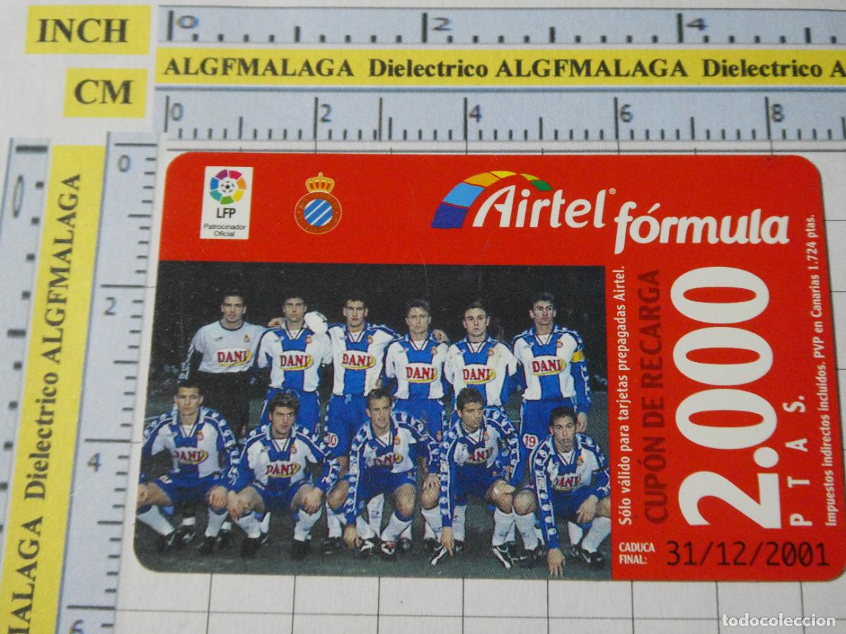Tarjetas telef&oacute;nicas de colecci&oacute;n: TARJETA TELEF&Oacute;NICA ESPA&Ntilde;A CABITEL. CUP&Oacute;N RECARGA AIRTEL 2000 PESETAS F&Uacute;TBOL RCD ESPA&Ntilde;OL 36