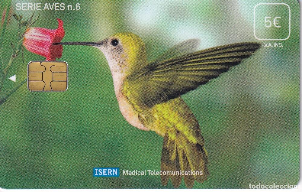 Cart&otilde;es de telefone de cole&ccedil;&atilde;o: TARJETA DE ESPA&Ntilde;A DE ISERN DE UN COLIBRI SERIE AVES N&ordm;6