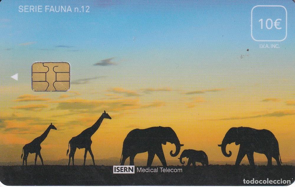 Carte telefoniche di collezione: TARJETA DE ESPA&Ntilde;A DE ISERN DE UNAS JIRAFAS Y ELEFANTES SERIE FAUNA N&ordm;12