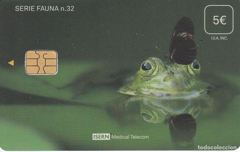 Cartes T&eacute;l&eacute;phoniques de collection: TARJETA DE ESPA&Ntilde;A DE ISERN DE UNA RANA Y MARIPOSA SERIE FAUNA N&ordm;32