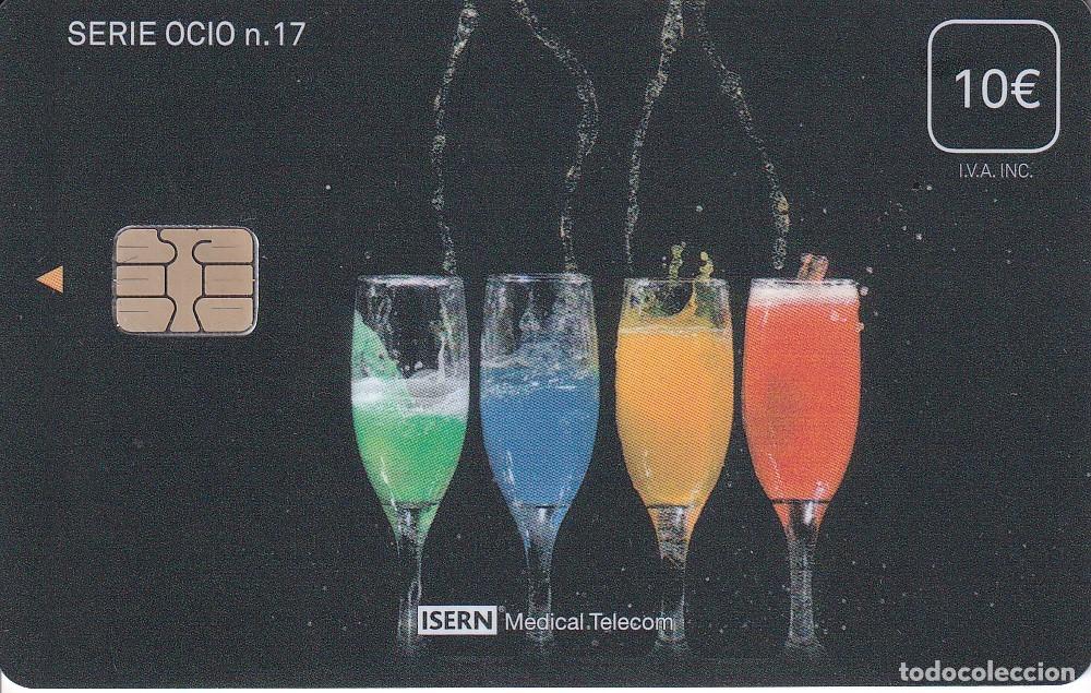 Cartes T&eacute;l&eacute;phoniques de collection: TARJETA DE ESPA&Ntilde;A DE ISERN DE UNAS COPAS CON BEBIDAS SERIE OCIO N&ordm;17