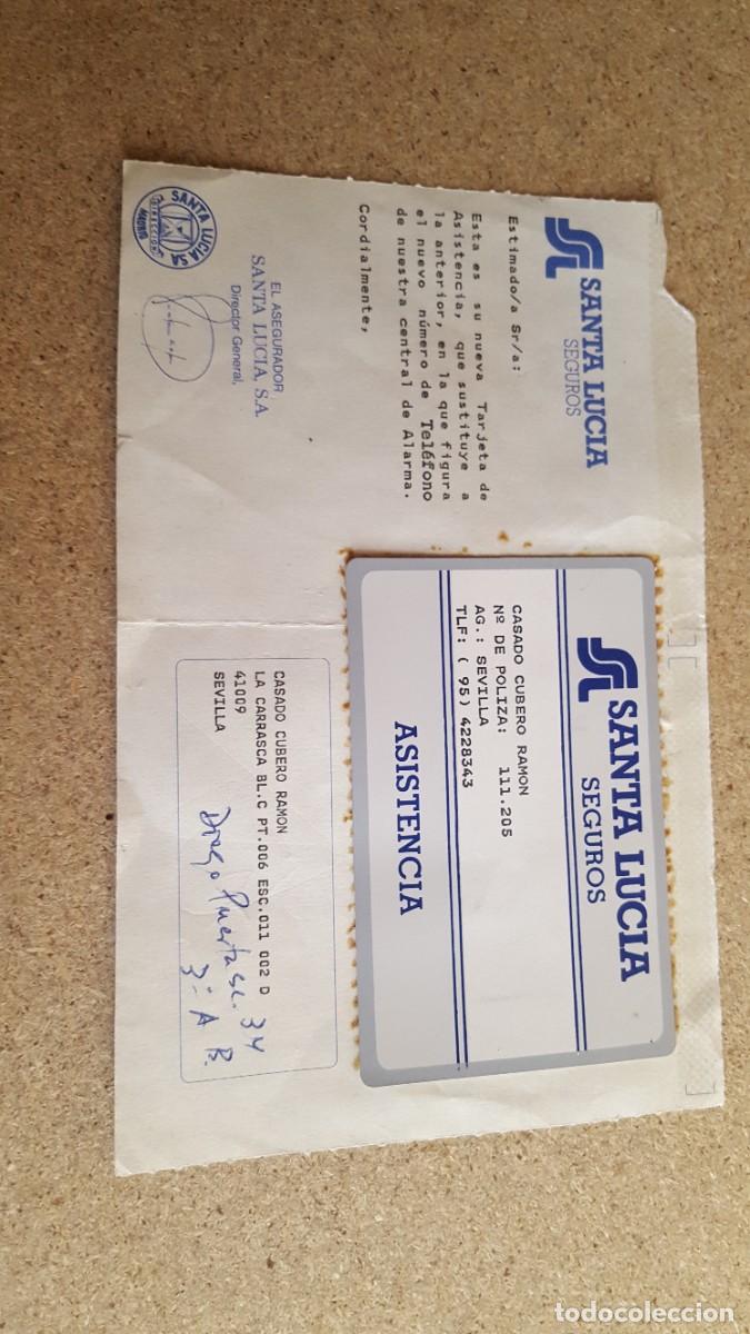 Tarjetas telef&oacute;nicas de colecci&oacute;n: Tarjeta de asistencia Santa Luc&iacute;a Seguros, en su papel sin despegar.