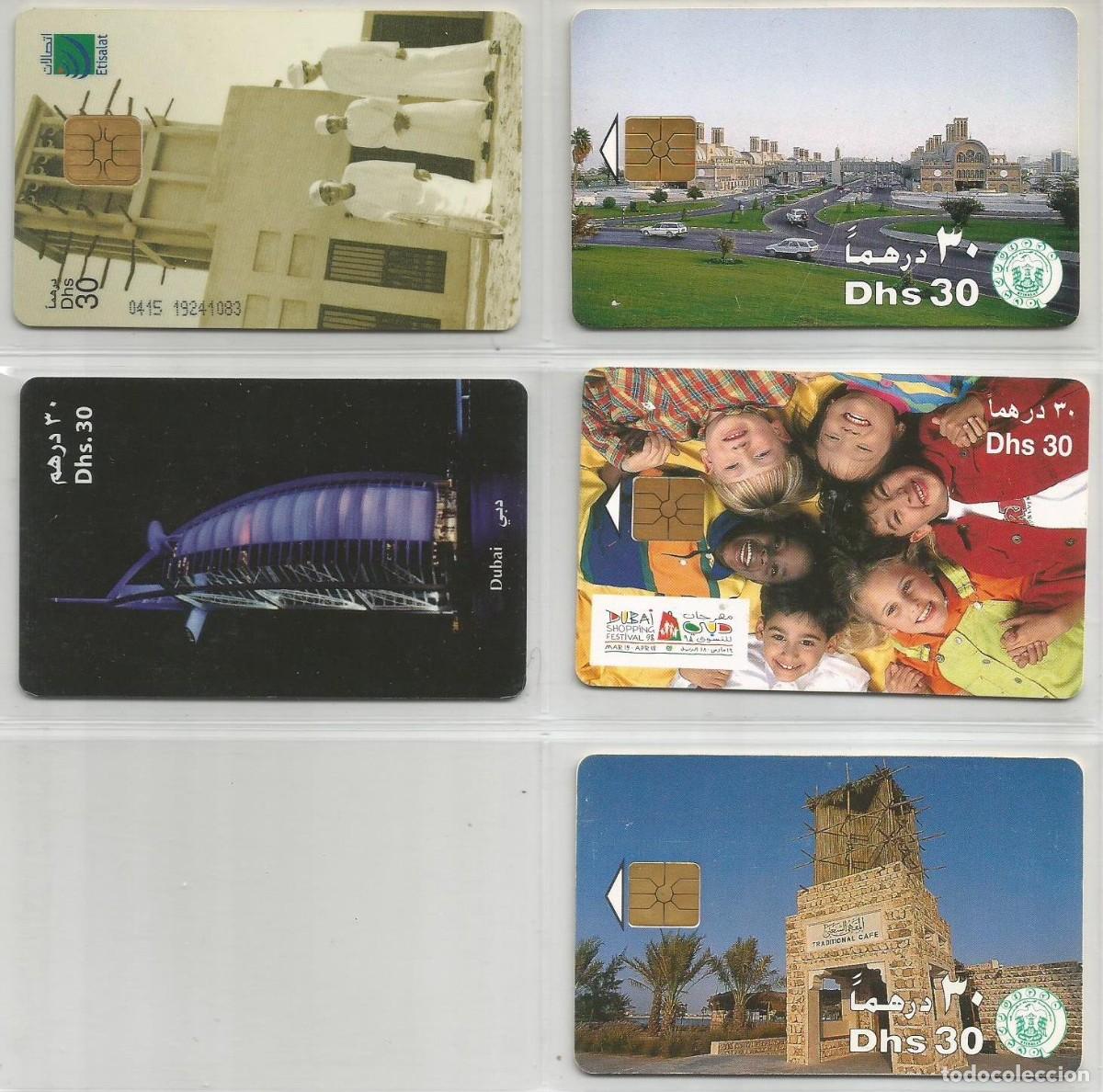 Cart&otilde;es de telefone de cole&ccedil;&atilde;o: LOTE DE 5 TARJETAS TELEF&Oacute;NICAS DE EMIRATOS &Aacute;RABES DIFERENTES. LAS DE LAS FOTOS. USADAS