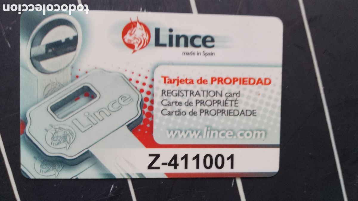 Tarjetas telef&oacute;nicas de colecci&oacute;n: LINCE . TARJETA DE DUPLICADO DE LLAVES .