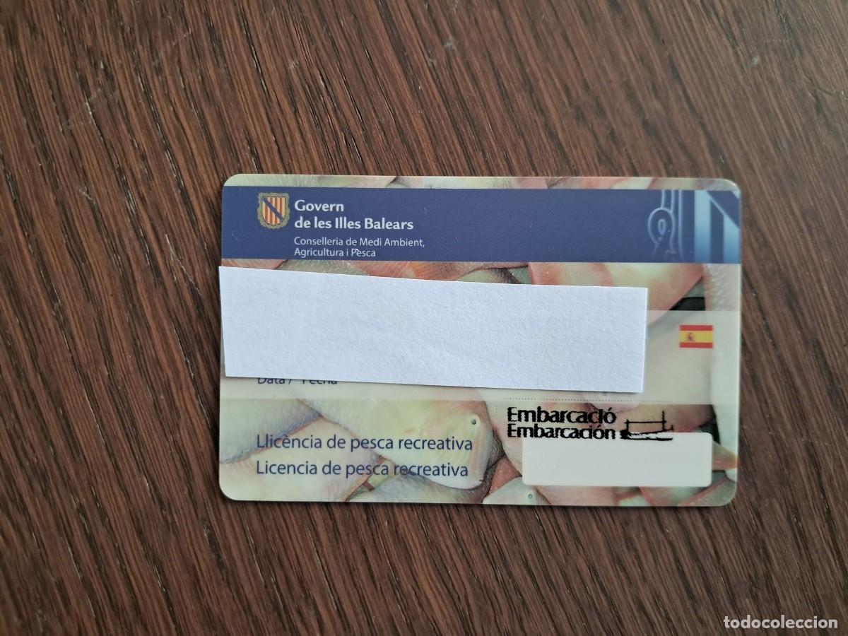 Tarjetas telef&oacute;nicas de colecci&oacute;n: tarjeta, carnet, licencia de pesca recreativa, embarcaci&oacute;n, Govern Illes Balears, a&ntilde;o 2016.