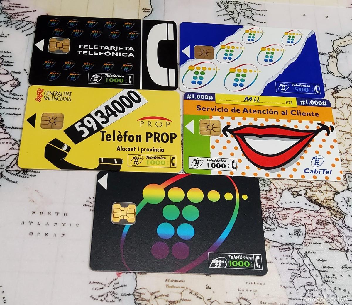 Tarjetas telef&oacute;nicas de colecci&oacute;n: 5 TARJETAS TELEF&Oacute;NICAS DIFERENTES USADAS SOLO UNA VEZ.COMO NUEVAS.