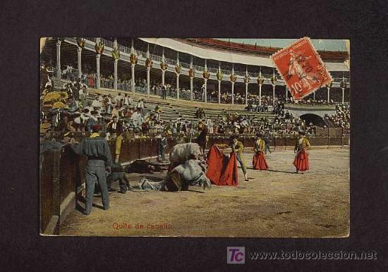 Tauromaquia: Postal de TOROS: Quite de caballo