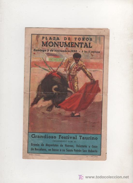 Tauromaquia: PROGRAMA DE MANO PLAZA DE TOROS MONUMENTAL BARCELONA1950 - Foto 1