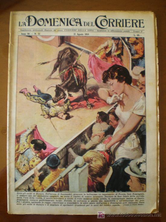 Tauromaquia: LA DOMENICA DEL CORRIERE n&ordm; 35 (31/8/58) LUIS MIGUEL DOMINGIN. SANTANDER. PERSIA. SORAYA. SAHARA.