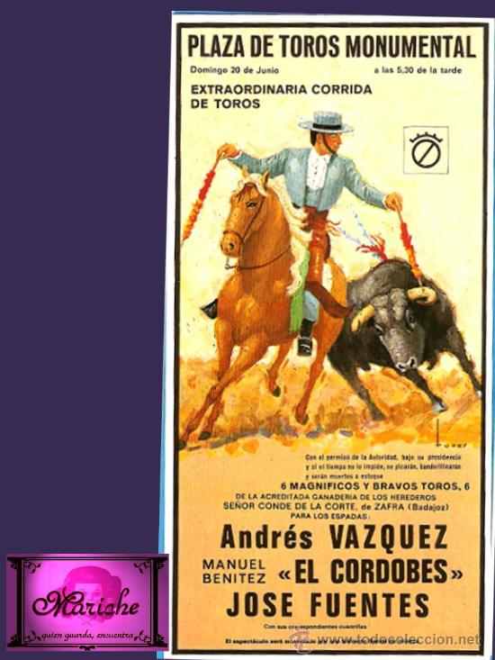 Tauromaquia: 2 postales CARTEL TAURINO PLAZA DE TOROS MONUMENTAL-VAZQUEZ-CORDOBES-EL VITI-MARQUEZ-FUENTES