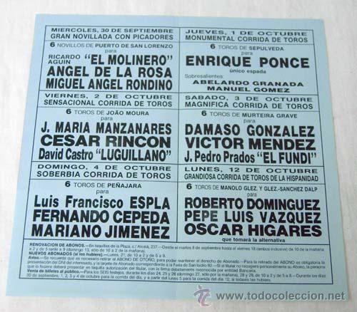 Tauromaquia: Programa Las Ventas Madrid Feria Oto&ntilde;o 1992 - Foto 2