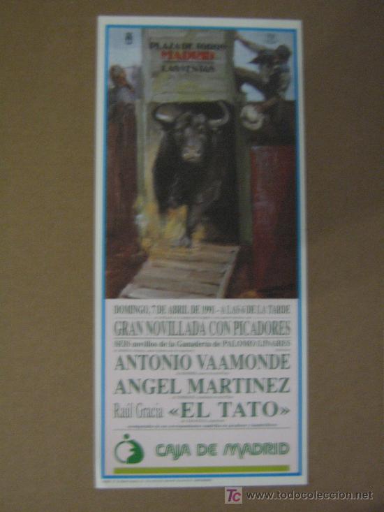 Tauromachie: CARTEL DE TOROS. PLAZA DE TOROS DE MADRID. 1991.