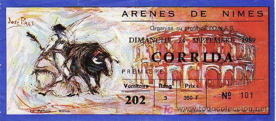 Tauromaquia: PLAZA DE TOROS DE ARENES DE NIMES - FRANCIA - 24 DE SEPTIEMBRE DE 1989 - ET253