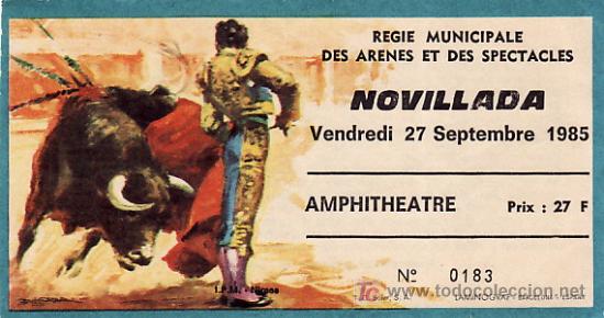 Tauromaquia: REGIE MUNICIPALE DES ARENES ET DES ESPECTACLES - FRANCIA - 27 DE SEPTIEMBRE DE 1985 - ET272