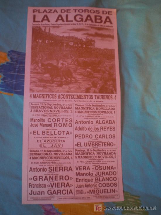 Stierkampf: SEVILLA. CARTEL DE TOROS. PLAZA DE TOROS DE LA ALGABA. CORTES, ROMO, COBOS, OSUNA, REYES, VIERA.1988