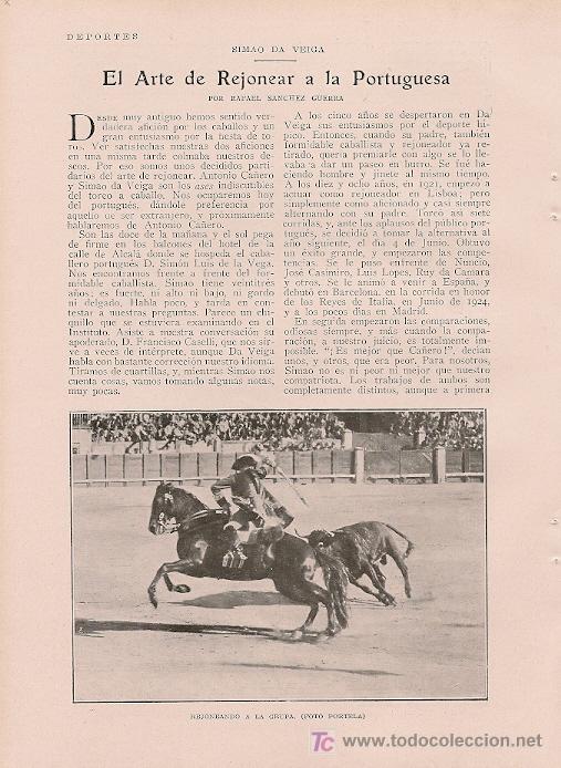 Stierkampf: * TOROS * TAUROMAQUIA * El arte de rejonear a la portuguesa: Simao da Veiga - 1926