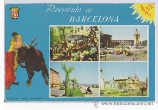 Tauromaquia: TARJETA POSTAL RECUERDO DE BARCELONA TORERO LUIS MIGUEL DOMINGUIN TOROS