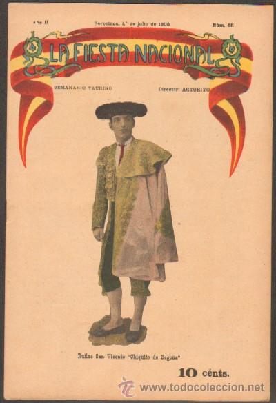 Tauromachie: REVISTA LA FIESTA NACIONAL. SEMANARIO TAURINO N&ordm;66. RUFINO SAN VICENTE CHIQUITO DE BEGO&Ntilde;A (A-TO-402)