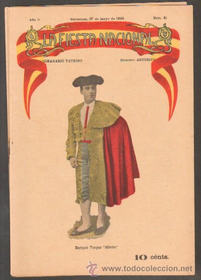 Tauromaquia: REVISTA LA FIESTA NACIONAL. SEMANARIO TAURINO N&ordm;61. ENRIQUE VARGAS MINUTO (A-TO-493)