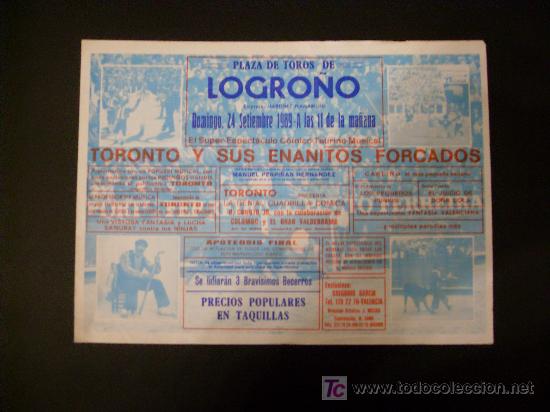 Tauromachie: CARTEL DE CIRCO. PLAZA DE TOROS DE LOGRO&Ntilde;O. 1989. TORONTO Y SUS ENANITOS FORCADOS.