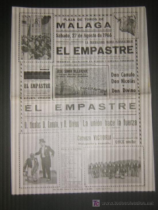 Tauromaquia: CARTEL COMICO TAURINO MUSICAL EL EMPASTRE. PLAZA DE TOROS DE MALAGA. 1966.