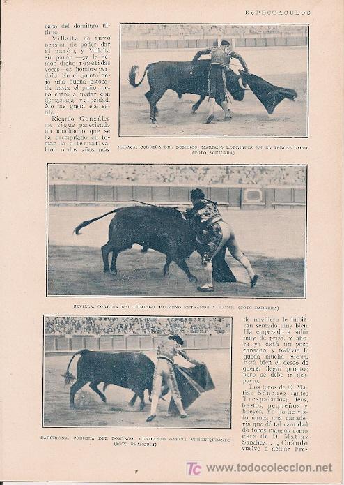 Stierkampf: * TOROS Y TOREROS * Cogida de Posada, Ni&ntilde;o de la Palma, Villalta, Mariano Rodr&iacute;guez&hellip;- 1929