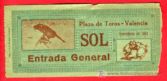 Stierkampf: ENTRADA TOROS , VALENCIA 1922 TEMPORADA ,  E1468