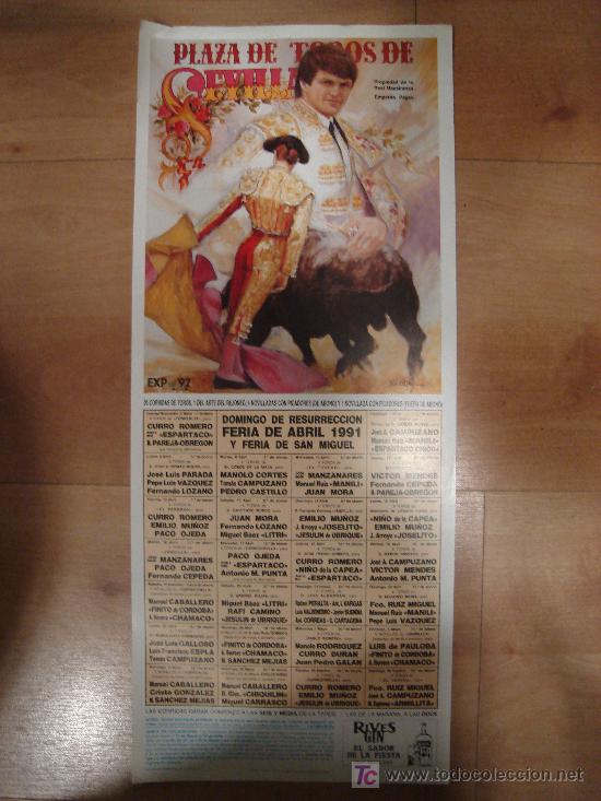 Tauromaquia: CARTEL DE TOROS DE SEVILLA. FERIA DE ABRIL 1990 Y FERIA DE SAN MIGUEL.