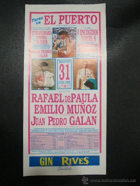 Tauromachia: ALTERNATIVA DE JUAN PEDRO GALAN. PLAZA DE TOROS DE EL PUERTO. 1990.