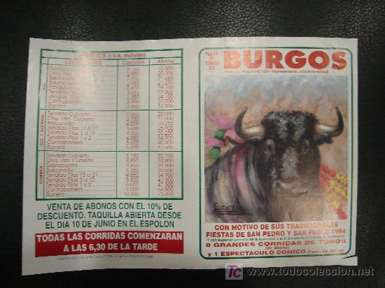 Tauromachia: PROGRAMA DE MANO DE LA ALTERNATIVA DE FRANCISCO MIGUEL UMBRETE&Ntilde;O. PLAZA DE TOROS DE BURGOS. 1994.