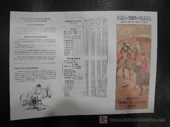 Tauromachia: PROGRAMA DE MANO DE LA ALTERNATIVA DE JAVIER RODRIGUEZ. PLAZA DE TOROS DE VALENCIA. 1996.