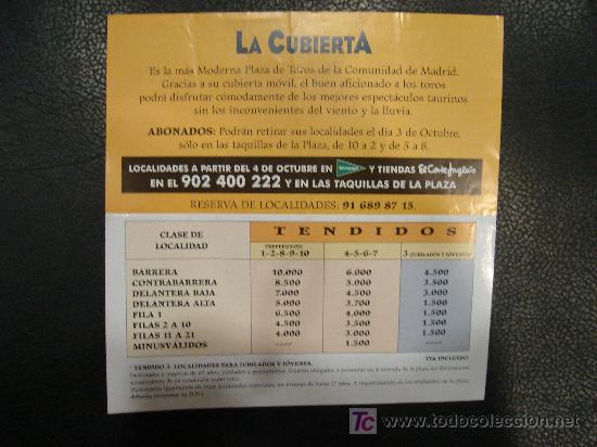 Tauromachia: PROGRAMA DE MANO DE LA ALTERNATIVA DE CHAMON ORTEGA. PLAZA DE TOROS DE LA CUBIERTA. LEGANES. 1998.