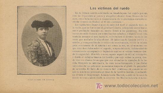 Tauromachie: * TOROS * Cogida en Guadalajara de Juan G&oacute;mez de Lesaca- 1896