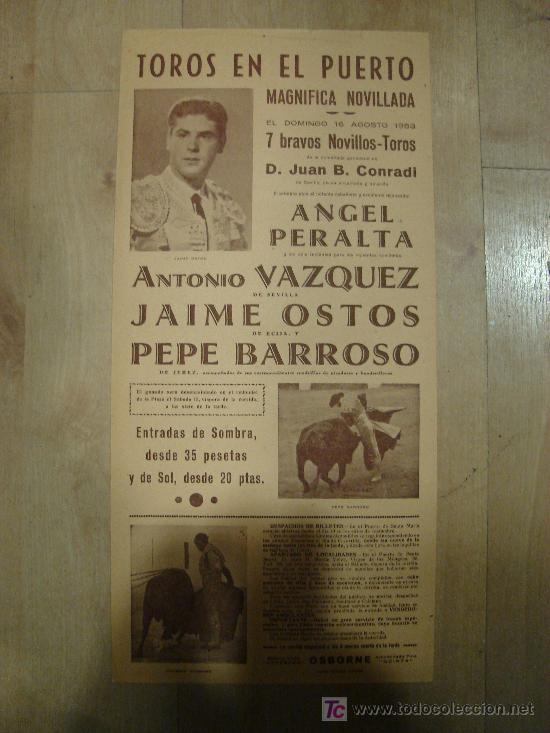 Stierkampf: CARTEL COMICO TAURINO. PLAZA DE TOROS DEL PUERTO SANTA MARIA. 1953. VAZQUEZ. OSTOS. BARROSO.