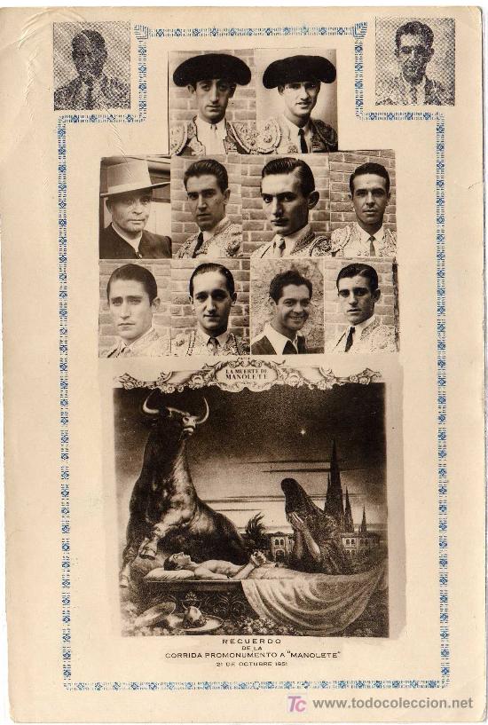 Tauromaquia: EXTRAORDINARIO - RECUERDO DE LA CORRIDA PROMONUMENTO A MANOLETE (TORERO) - 21 DE OCTUBRE 1951