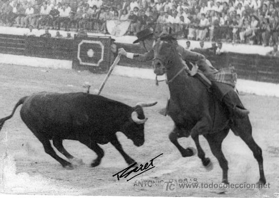 Stierkampf: FOTOGRAFIA ORIGINAL DE BERET AL REJONEADOR ANTONIO IGNACIO VARGAS. PLAZA DE TOROS DE LA LINEA.