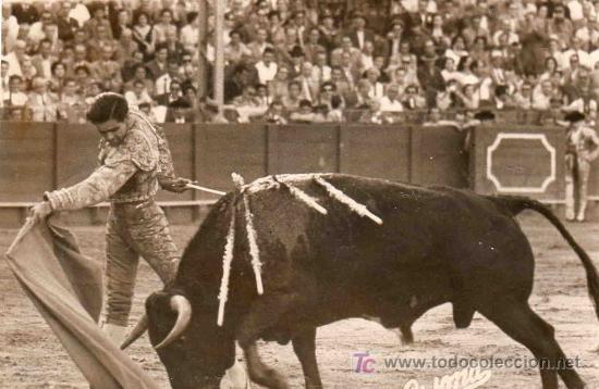 Tauromaquia: FOTOGRAFIA ORIGINALAL DIESTRO JUAN GALVEZ TOREANDO DE MULETA.