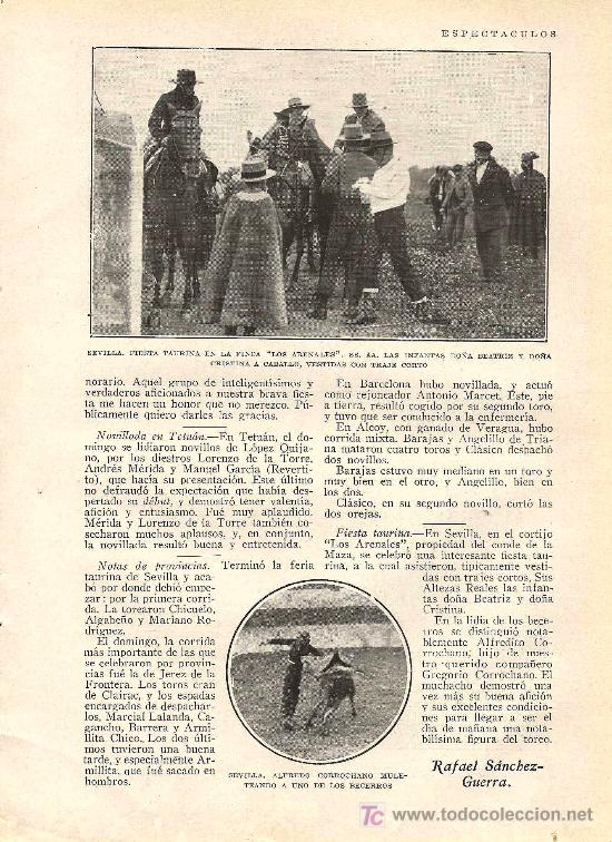 Stierkampf: * TOROS * Chicuelo, Mart&iacute;n Ag&uuml;ero, Mariano Rodr&iacute;guez, fiesta taurina en Los Arenales - 1928