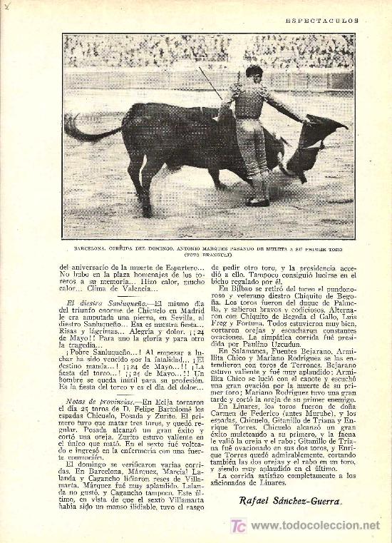 Stierkampf: * TOROS * Cogida de Perlacia, Armillita, Sanluque&ntilde;o, Antonio M&aacute;rquez- 1928