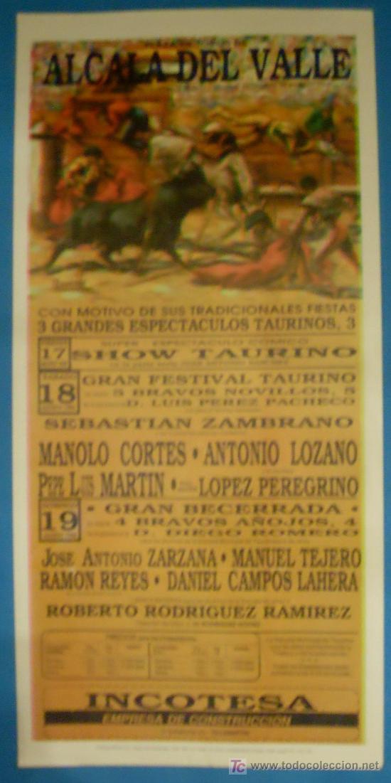 Bullfighting: CARTEL DE TOROS. PLAZA DE TOROS DE ALCALA DEL VALLE. 3 ESPECTACULOS CON MOTIVO DE SUS FIESTAS 1990.