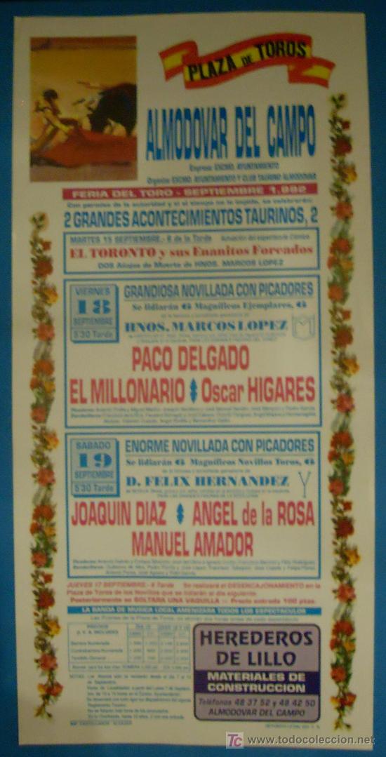 Bullfighting: CARTEL DE TOROS. PLAZA DE TOROS DE ALMODOVAR DEL CAMPO. FIESTAS 1992.