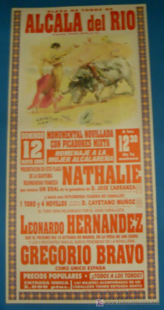 Bullfighting: CARTEL DE TOROS. PLAZA DE TOROS DE ALCALA DEL RIO. HOMENAJE A LA MUJER ALCALARE&Ntilde;A. 1996.