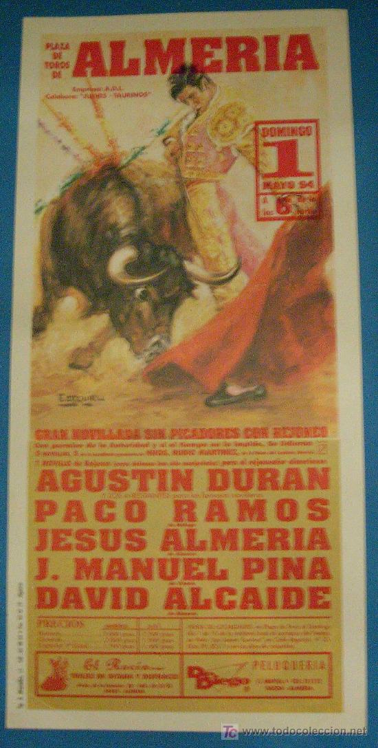 Bullfighting: CARTEL DE TOROS. PLAZA DE TOROS DE ALMERIA. GRAN NOVILLADA SIN PICADORES. MAYO 1994.