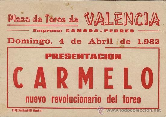 Tauromaquia: CARMELO  - POSTAL ORIGINAL 1982 - Foto 2