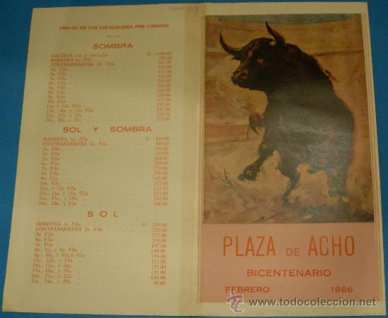 Tauromaquia: PROGRAMA DE MANO. PLAZA DE TOROS DE ACHO. FEBRERO DE 1966. - Foto 1