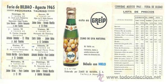 Tauromaquia: Programa corrida toros .. Feria Bilbao 1965 - Foto 3