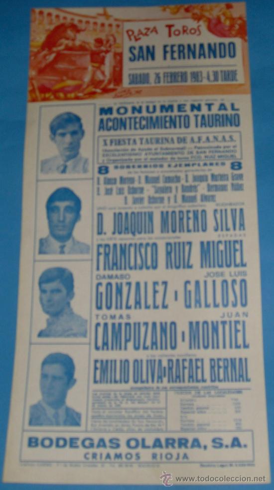 Tauromaquia: CARTEL DE TOROS. PLAZA DE SAN FERNANDO. X FIESTA TAURINA DE A.F.A.N.A.S. A&Ntilde;O 1983.