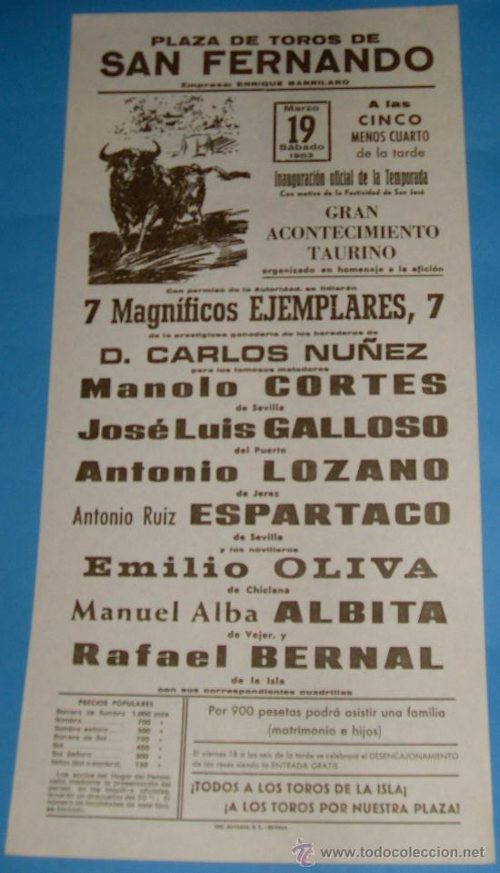 Tauromaquia: CARTEL DE TOROS. PLAZA DE SAN FERNANDO. GRAN ACONTECIMIENTO TAURINO. A&Ntilde;O 1983.