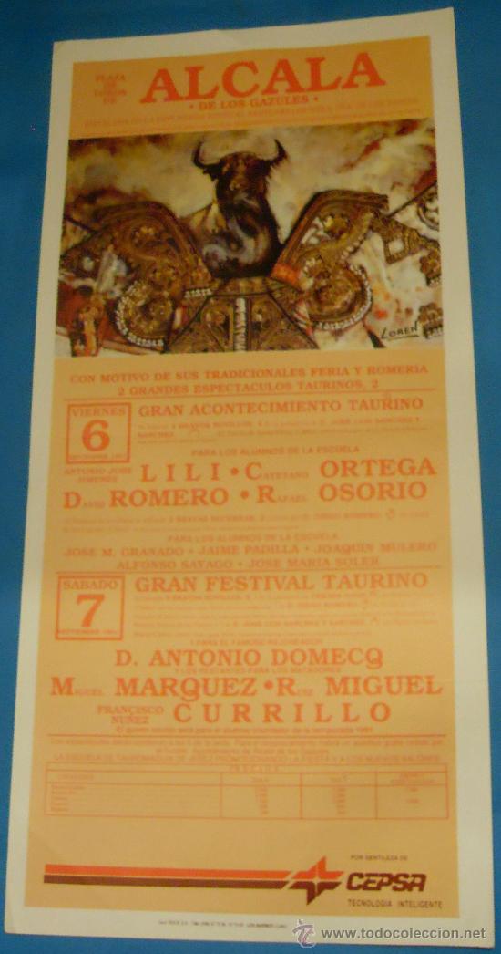 Tauromaquia: CARTEL DE TOROS. PLAZA DE ALCALA DE LOS GAZULES. POR MOTIVO DE SU FERIA Y ROMERIA. A&Ntilde;O 1991.